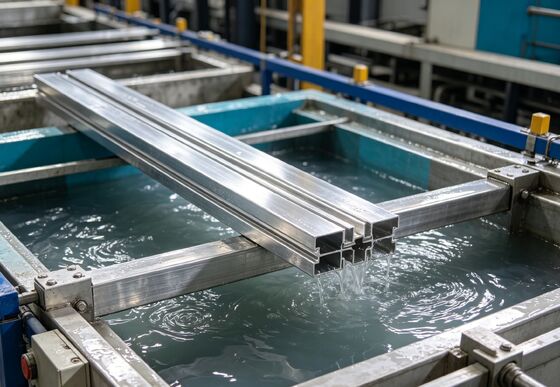 Prezzo buono Linea di anodizzazione orizzontale automatica per profili in alluminio con 750 T/mese di uscita 6500 mm di lunghezza massima del profilo e spessore della pellicola 8-12 μm in linea